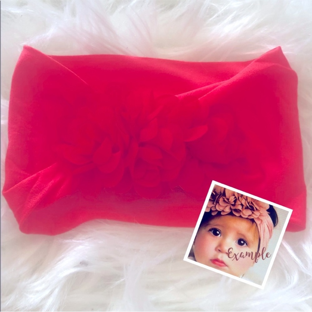 NWT Cherry Red Floral Head Wrap Baby Girl Infant Newborn Headband New
